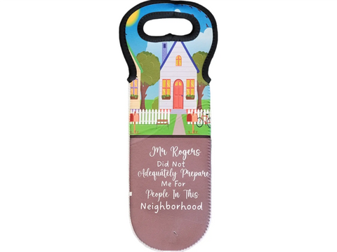 Mr Rogers Neighborhood Funny Wine Carrier Gift Bag Hostess Gift Michelle Marie Boutique  Wine Carrier Bags