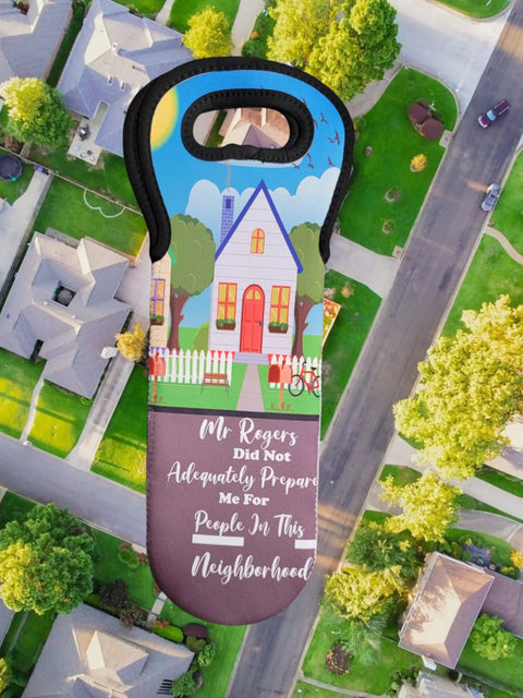 Mr Rogers Neighborhood Funny Wine Carrier Gift Bag Hostess Gift Michelle Marie Boutique  Wine Carrier Bags