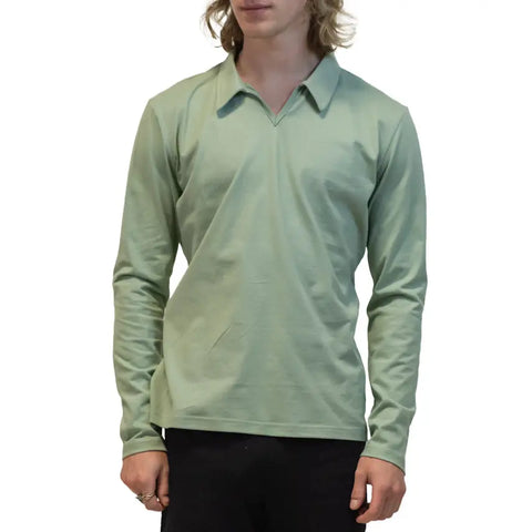 Mt Mitchell Organic Cotton Collared Shirt – Lightweight Jersey Long Sleeve | Made in USA Spiritex | Sustainable Apparel  Men's Tees & Tanks