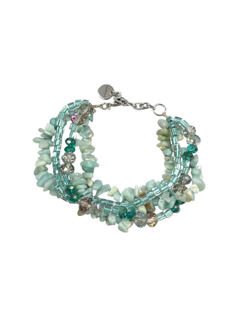 Multi-Strand Amazonite And Aquamarine Bracelet – Adjustable Stainless Steel Chain | Made In USA Michelle Marie Boutique  Bracelets