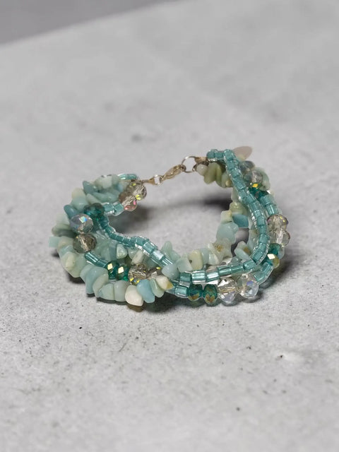 Multi-Strand Amazonite And Aquamarine Bracelet – Adjustable Stainless Steel Chain | Made In USA Michelle Marie Boutique  Bracelets