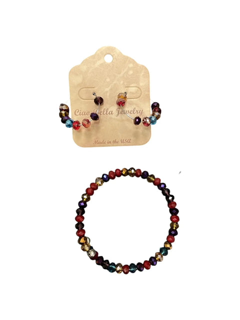Multicolor Beaded Jewelry Set – Wrap Bracelet and Hoop Earrings – Handmade Artisan Accessories | Made in USA Michelle Marie Boutique  Bracelet