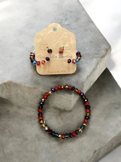 Multicolor Beaded Jewelry Set – Wrap Bracelet and Hoop Earrings – Handmade Artisan Accessories | Made in USA Michelle Marie Boutique  Bracelet