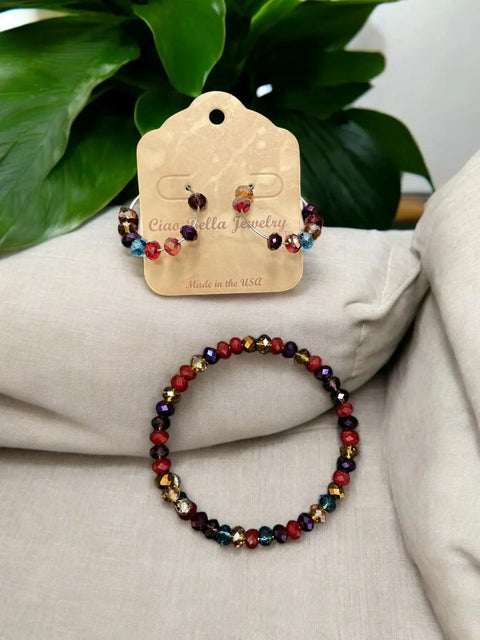 Multicolor Beaded Jewelry Set – Wrap Bracelet and Hoop Earrings – Handmade Artisan Accessories | Made in USA Michelle Marie Boutique  Bracelet