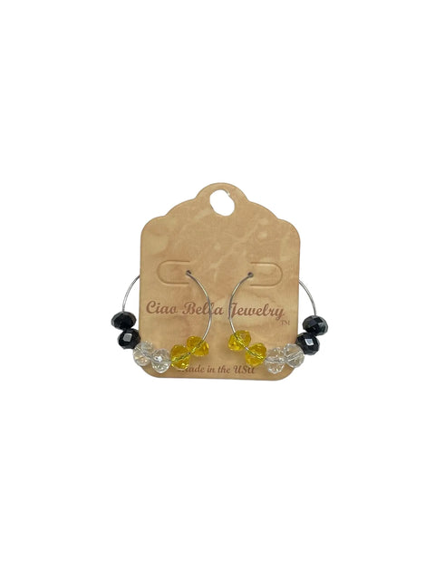 Multicolor Crystal Hoop Earrings – Black Yellow Clear Silver Hoops | Lightweight Hypoallergenic Jewelry Made in USA Michelle Marie Boutique  Earrings