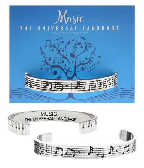 Music Notes Cuff Bracelet – Engraved Music Lover’s Gift | Made in USA Handcrafted Accessory Whitney Howard Designs  Cuff Bracelets