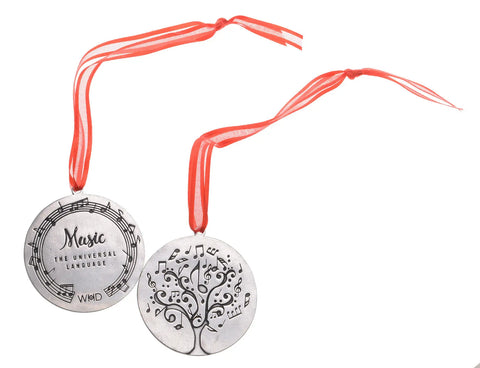 Music Tree of Life Holiday Ornament – Handcrafted Lead-Free Pewter | Made in USA with Red Ribbon Accent Whitney Howard Designs  Ornaments