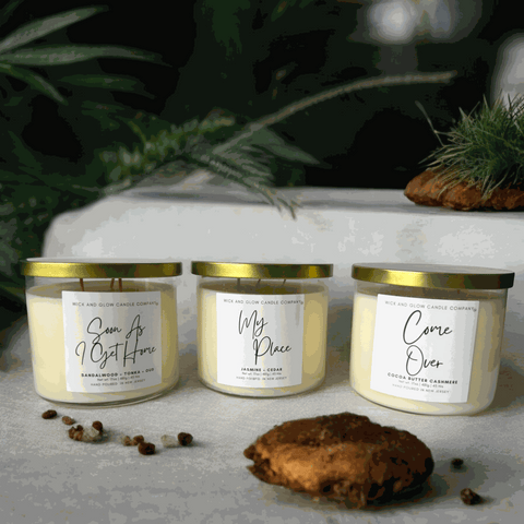 My Place Jasmine + Cedar Luxury Scented Candle Wick and Glow Candle Company™  Candles
