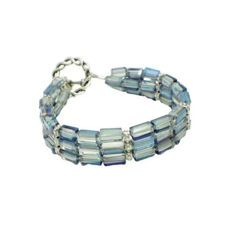 Mystic Blue Crystal Multi-Strand Bracelet – Handcrafted Geometric Design – Michelle Marie Boutique | Made in USA Michelle Marie Boutique  Bracelet