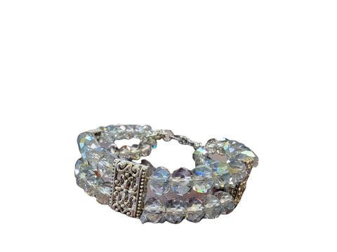 Mystic Rainbow Gray Crystal Multi Strand Bracelet Adjustable Toggle Clasp | Made in USA Michelle Marie Boutique  Bracelet