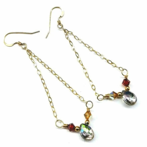 Mystic Rainbow Quartz Drop Earrings – 14K Gold Filled Cable Chain | Handmade in USA Alexa Martha Designs  Earrings