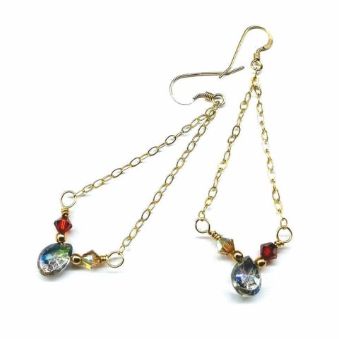 Mystic Rainbow Quartz Drop Earrings – 14K Gold Filled Cable Chain | Handmade in USA Alexa Martha Designs  Earrings