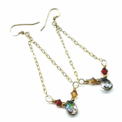 Mystic Rainbow Quartz Drop Earrings – 14K Gold Filled Cable Chain | Handmade in USA Alexa Martha Designs  Earrings