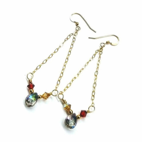 Mystic Rainbow Quartz Drop Earrings – 14K Gold Filled Cable Chain | Handmade in USA Alexa Martha Designs  Earrings