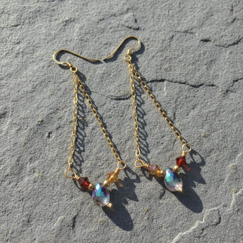 Mystic Rainbow Quartz Drop Earrings – 14K Gold Filled Cable Chain | Handmade in USA Alexa Martha Designs  Earrings