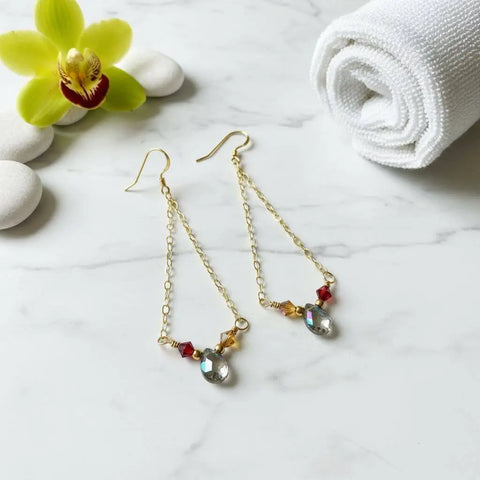 Mystic Rainbow Quartz Drop Earrings – 14K Gold Filled Cable Chain | Handmade in USA Alexa Martha Designs  Earrings