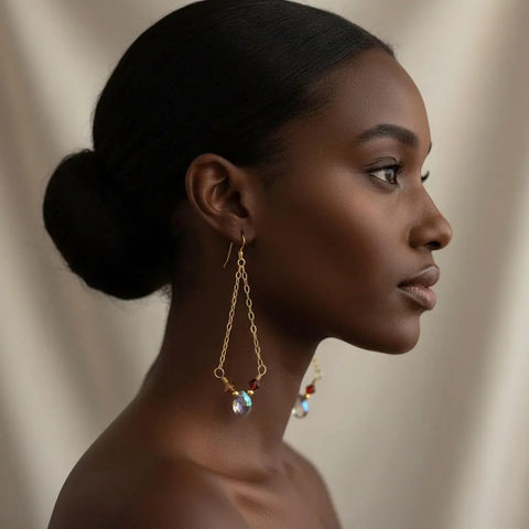 Mystic Rainbow Quartz Drop Earrings – 14K Gold Filled Cable Chain | Handmade in USA Alexa Martha Designs  Earrings