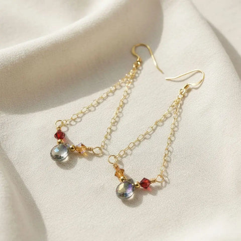 Mystic Rainbow Quartz Drop Earrings – 14K Gold Filled Cable Chain | Handmade in USA Alexa Martha Designs  Earrings