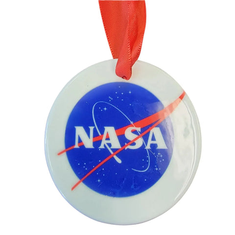 NASA Ceramic Space Exploration Ornament 3 Inch Circle – Official NASA Logo Keepsake | Made in USA Michelle Marie Boutique  Holiday Ornaments
