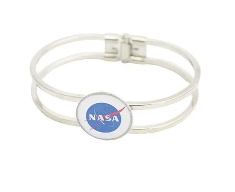 NASA Logo Rhodium Plated Cuff Bracelet 7 to 8 Inch – Tarnish-Resistant Space Jewelry | Made in USA Michelle Marie Boutique  Bracelet