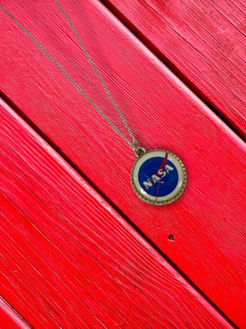 NASA Logo Silver Pendant Necklace – Adjustable 16 Inch Chain with Extender | Handmade Jewelry Gift | Made in USA Michelle Marie Boutique  Necklaces