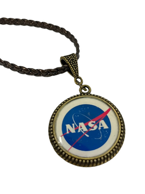 NASA Pendant Necklace – Adjustable 18 to 21 Inch Black Cord with Antique Gold Frame | Made in USA Space Jewelry Gift Michelle Marie Boutique  Necklaces