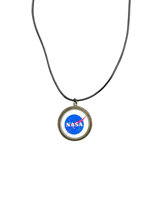 NASA Pendant Necklace – Space-Themed Antique Gold Finish Jewelry | Handmade in USA with Adjustable Black Cord Michelle Marie Boutique  Necklaces