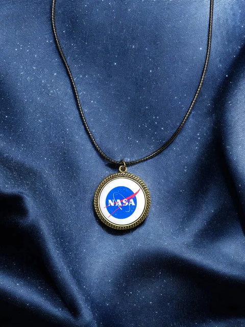 NASA Pendant Necklace – Space-Themed Antique Gold Finish Jewelry | Handmade in USA with Adjustable Black Cord Michelle Marie Boutique  Necklaces