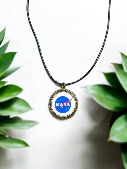 NASA Pendant Necklace – Space-Themed Antique Gold Finish Jewelry | Handmade in USA with Adjustable Black Cord Michelle Marie Boutique  Necklaces