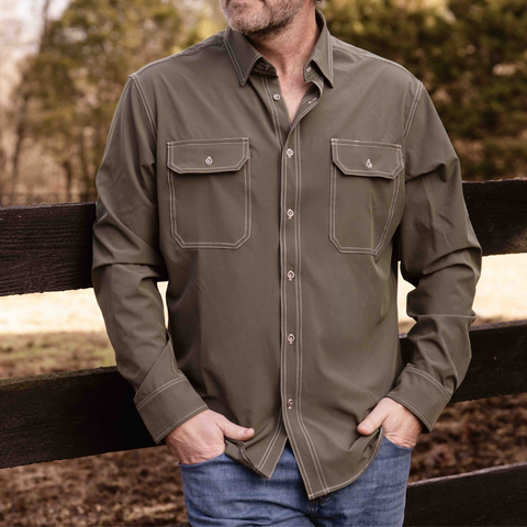 The Nash Men’s Performance Button Down Shirt – Pine Green – Made in USA Wilson Lane Apparel  shirt