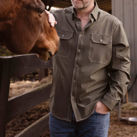 The Nash Men’s Performance Button Down Shirt – Pine Green – Made in USA Wilson Lane Apparel  shirt