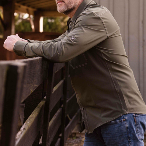 The Nash Men’s Performance Button Down Shirt – Pine Green – Made in USA Wilson Lane Apparel  shirt