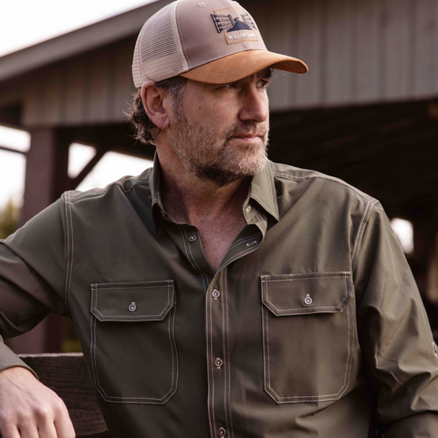 The Nash Men’s Performance Button Down Shirt – Pine Green – Made in USA Wilson Lane Apparel  shirt