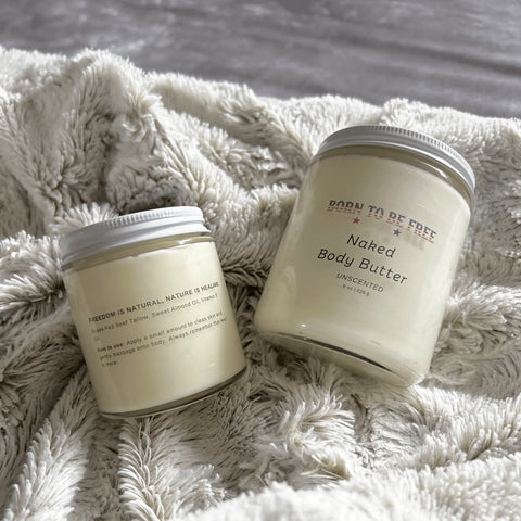 Naked Body Butter 4 oz – Unscented Moisturizer With Grass-Fed Beef Tallow for Sensitive Skin | Made in USA Born to be Free  Body Butter