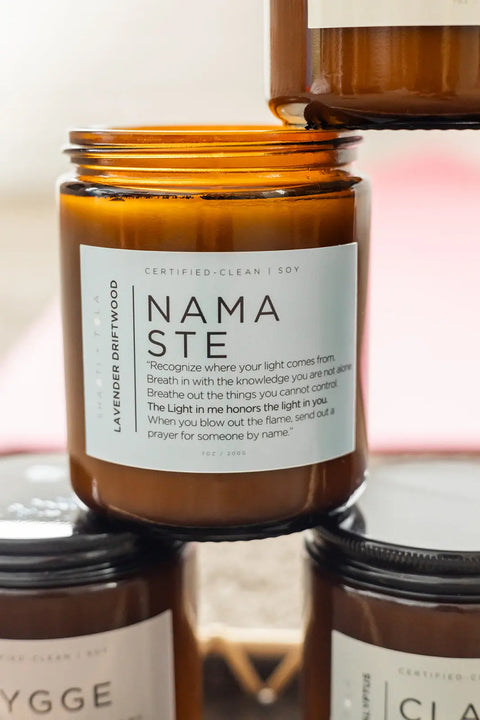 Namaste Lavender Driftwood Soy Candle – 7oz | Clean-Burning & Hand-Poured in USA Shanti + Tula 