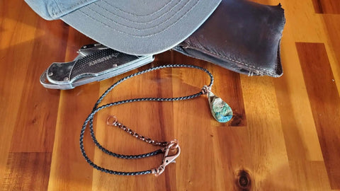 Natural Azurite Malachite Teardrop Necklace – Handcrafted Vegan Cord | Made in USA Alexa Martha Designs  Necklace