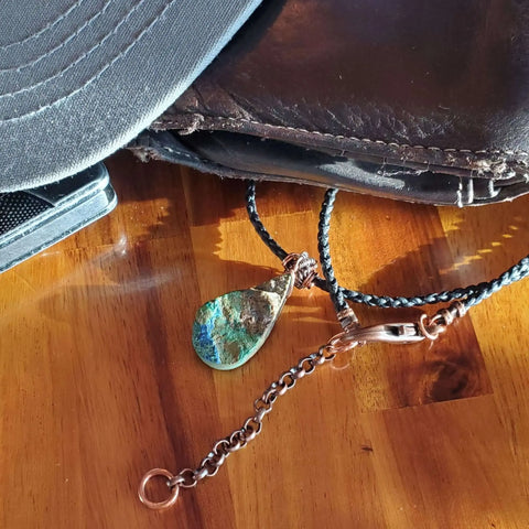 Natural Azurite Malachite Teardrop Necklace – Handcrafted Vegan Cord | Made in USA Alexa Martha Designs  Necklace