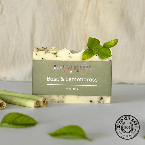 Natural Basil & Lemongrass Tallow Soap Bar 4.5 oz – Moisturizing Cleansing Bar | Made in USA Born to be Free  soap