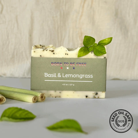 Natural Basil & Lemongrass Tallow Soap Bar 4.5 oz – Moisturizing Cleansing Bar | Made in USA Born to be Free  soap