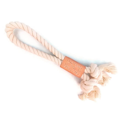 Natural Cotton & Leather Tug Toy - Ring, Knotted Rope Auburn Leathercrafters  item