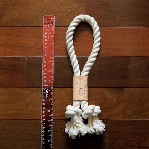 Natural Cotton & Leather Tug Toy - Ring, Knotted Rope Auburn Leathercrafters  item