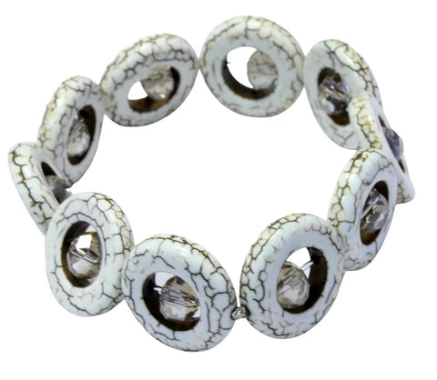 Natural Gemstone Circle Shaped Healing Reiki Stretch Bracelet (White Turquoise) Michelle Marie Boutique  Bracelet