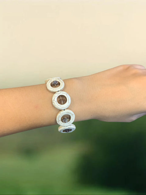 Natural Gemstone Circle Shaped Healing Reiki Stretch Bracelet (White Turquoise) Michelle Marie Boutique  Bracelet