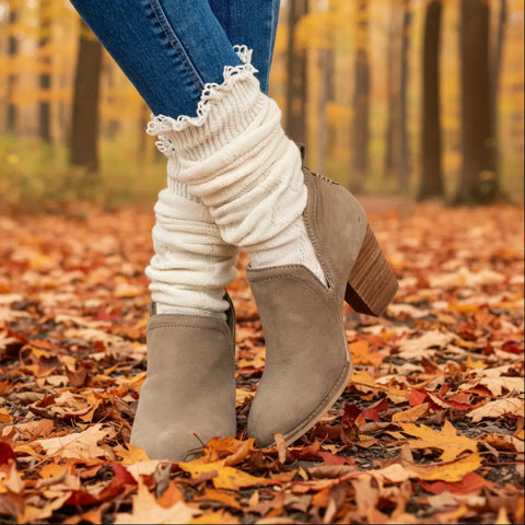 Natural Lace-Trim Cable Knit Knee Boot Socks – Cotton Blend Comfort | Made in USA Catherine Cole  socks