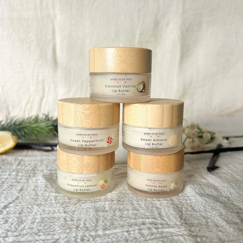 Natural Lip Butter Set 5-Pack – Intensive Hydrating Balm 1 Oz Jars | Handcrafted Made in USA Born to be Free  Lip Butter