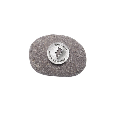 Natural River Rock Meditation Stone – Inspirational Perseverance Gift with Recycled Pewter Emblem | Made in USA Whitney Howard Designs  Meditation Stones