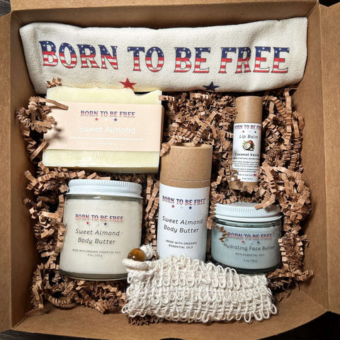 Natural Skincare Set – Stars & Stripes Collection | Tallow-Based Body Butter & Soap | Made in USA Born to be Free  gift set