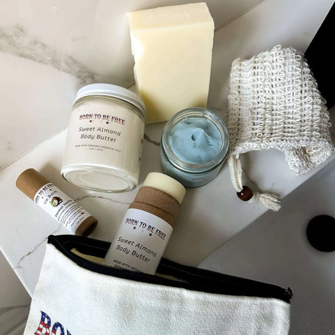 Natural Skincare Set – Stars & Stripes Collection | Tallow-Based Body Butter & Soap | Made in USA Born to be Free  gift set
