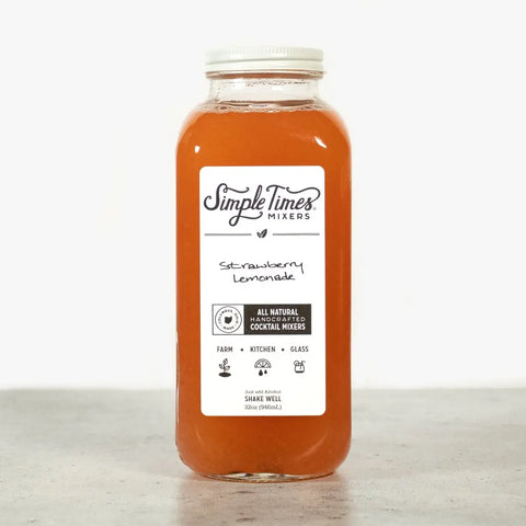 Natural Strawberry Lemonade Cocktail Mixer 32oz – All Natural Ingredients – Made in USA Simple Times Mixers  32oz Single Bottle