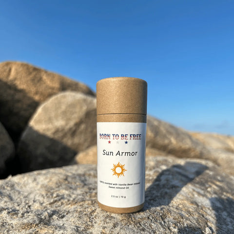 Natural Sun Armor Stick 2.5 oz – Mineral Sunscreen with Zinc Oxide & Grass-Fed Tallow | Made in USA Born to be Free  sunscreen